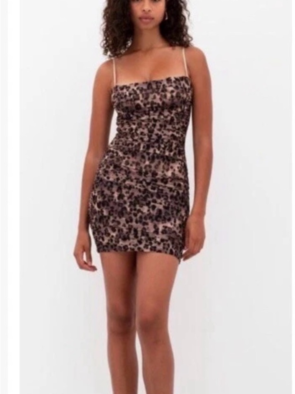Aritzia Ten by Babaton Luxor Leopard Ruched Mini Dress – Size 4